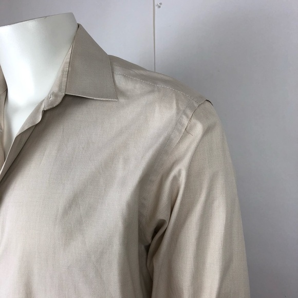 Calvin Klein Mens Size L Tan Long Dress Shirt - Picture 3 of 11